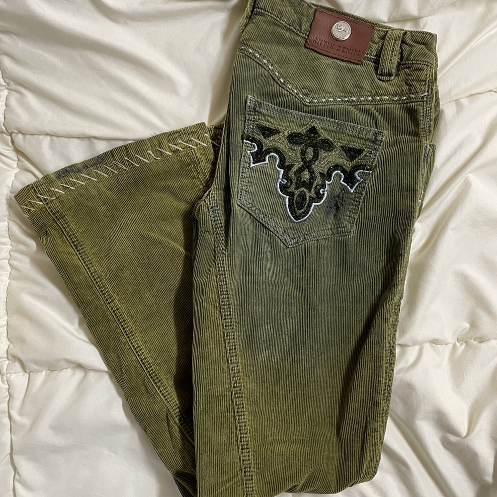 Vintage Y2K Antik Denim Green Corduroy Fla…